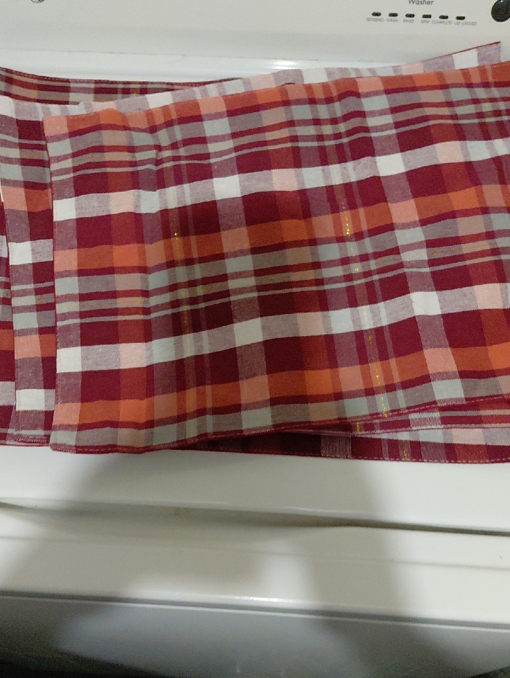 Plaid Cotton Table Runner - Red & Orange Check